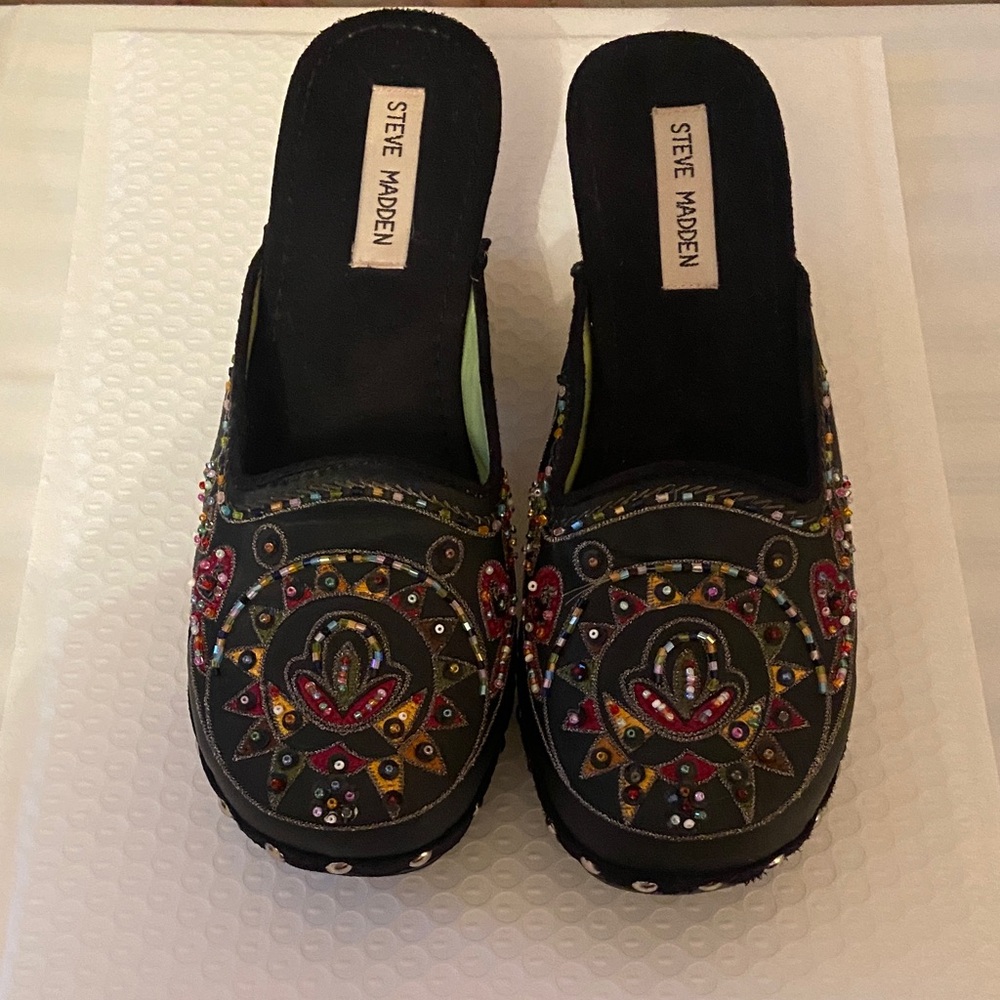 Steve Madden Women's Black Embellished Mules